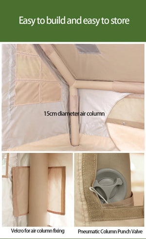 Tente gonflable familiale pour 2 à 6 personnes 7,5m2 avec fenêtre de toit en tissu Oxford 420D "Youqi - Glamping 7.5" - Planète Rando