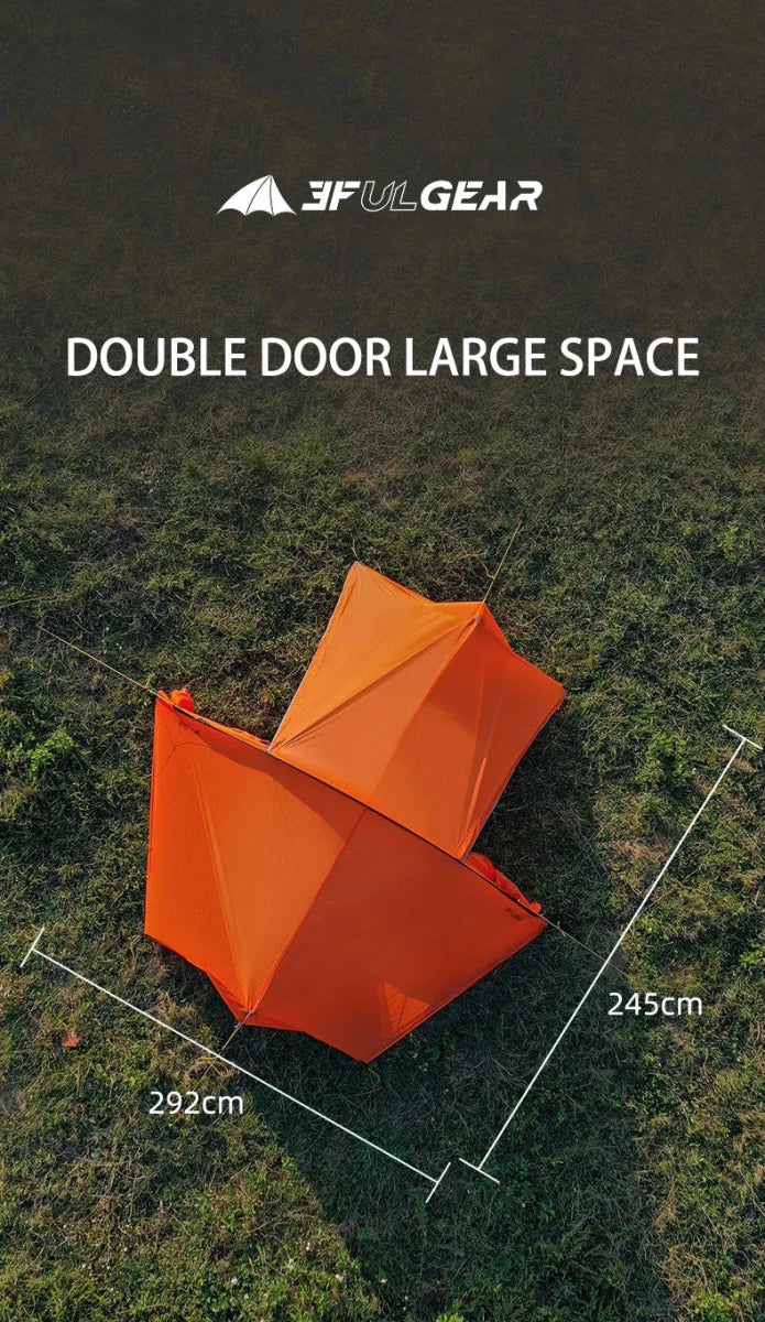 Tente hybride double - parois pour le bivouac / camping avec large espace intérieur 1,9kg "3F UL GEAR - SHELL 2" - Planète Rando