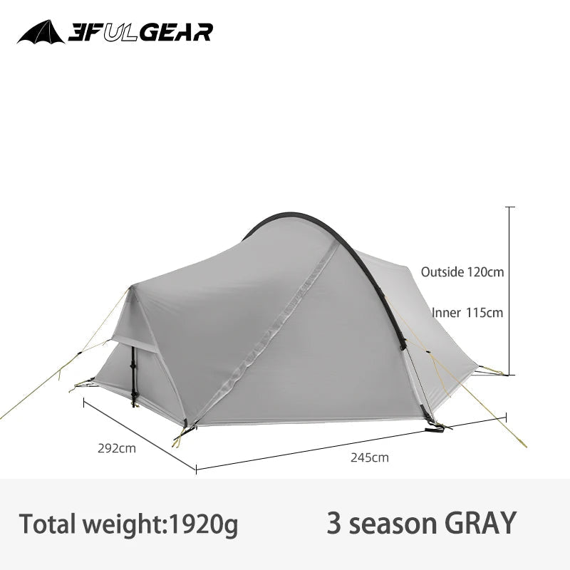 Tente hybride double - parois pour le bivouac / camping avec large espace intérieur 1,9kg "3F UL GEAR - SHELL 2" - Planète Rando