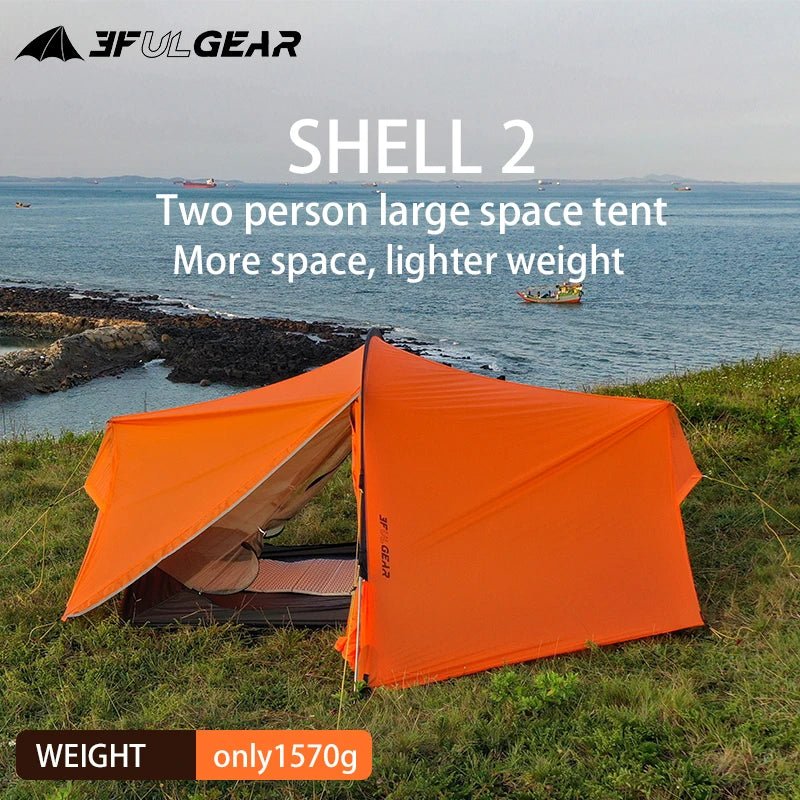 Tente hybride double - parois pour le bivouac / camping avec large espace intérieur 1,9kg "3F UL GEAR - SHELL 2" - Planète Rando