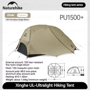 Tente ultralégère nylon 15D double couche pour la randonnée, le camping et le trekking "Naturehike - Star River UL" - Planète Rando