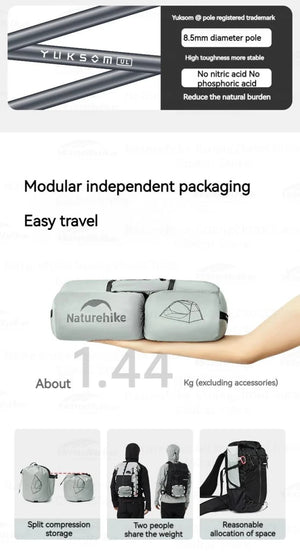 Tente ultralégère nylon 15D double couche pour la randonnée, le camping et le trekking "Naturehike - Star River UL" - Planète Rando