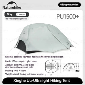 Tente ultralégère nylon 15D double couche pour la randonnée, le camping et le trekking "Naturehike - Star River UL" - Planète Rando