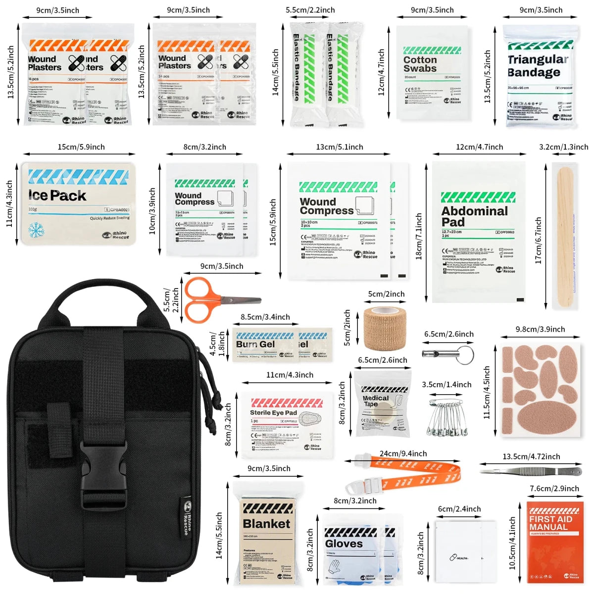 Trousse de premiers secours 152 articles "Rhino Rescue - Camping surival kit" - Planète Rando