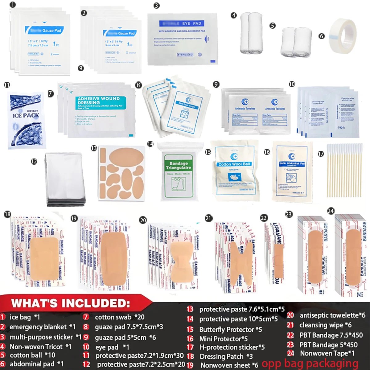 Trousse de premiers secours avec 135 articles médicaux "First Aid Purpose - JJB07" - Planète Rando