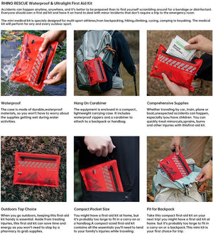 Trousse de premiers secours, ultralégère et étanche 280g "RHINO RESCUE - Mini First Aid Kit" - Planète Rando