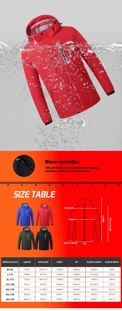 Veste chauffante imperméable unisexe avec 8 zones chaudes "TODWARM - Smart Heat Jacket" - Planète Rando