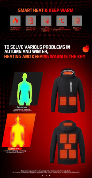 Veste chauffante imperméable unisexe avec 8 zones chaudes "TODWARM - Smart Heat Jacket" - Planète Rando