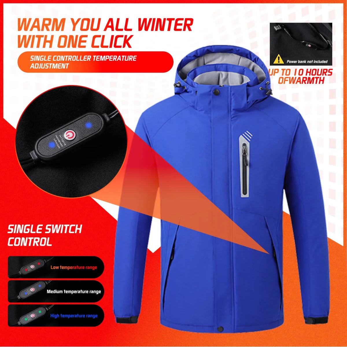Veste chauffante imperméable unisexe avec 8 zones chaudes "TODWARM - Smart Heat Jacket" - Planète Rando