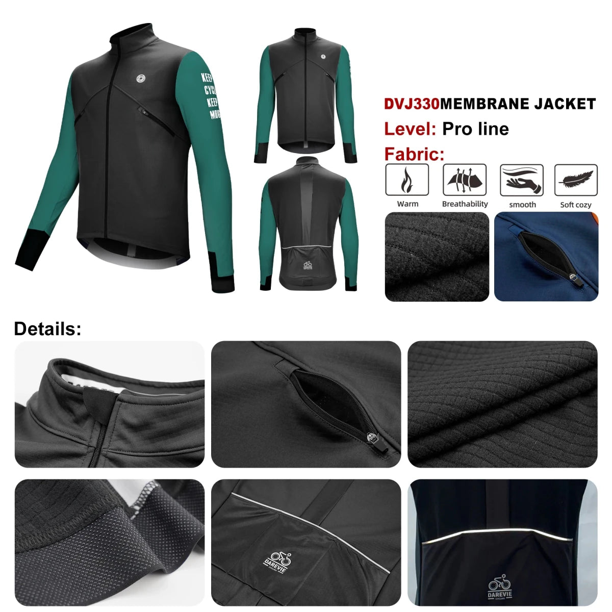 Veste de cyclisme & coupe - vent polaire manches longues pour homme "Darevie - DVJ330" - Planète Rando