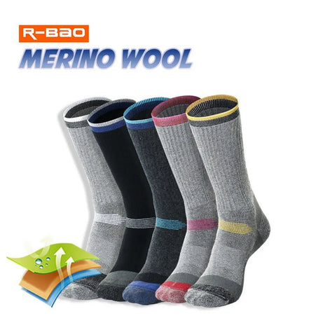 2 paires de chaussettes thermiques en laine mérinos pour hommes et