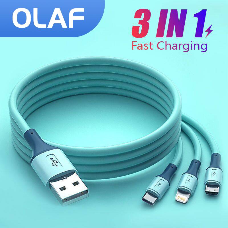 Câble 3 en 1 pour recharge rapide smartphone usb-c / micro / iPhone "OLAF - USB 3A" - Planète Rando