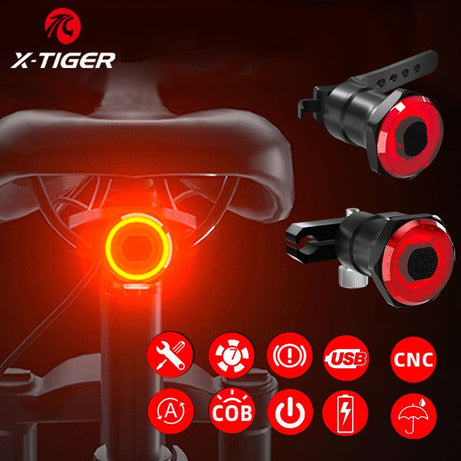 Éclairage arrière de vélo avec rechargement LED intelligent & capteur automatique IP65 "X-Tiger - WD-0201" - | Planète Rando