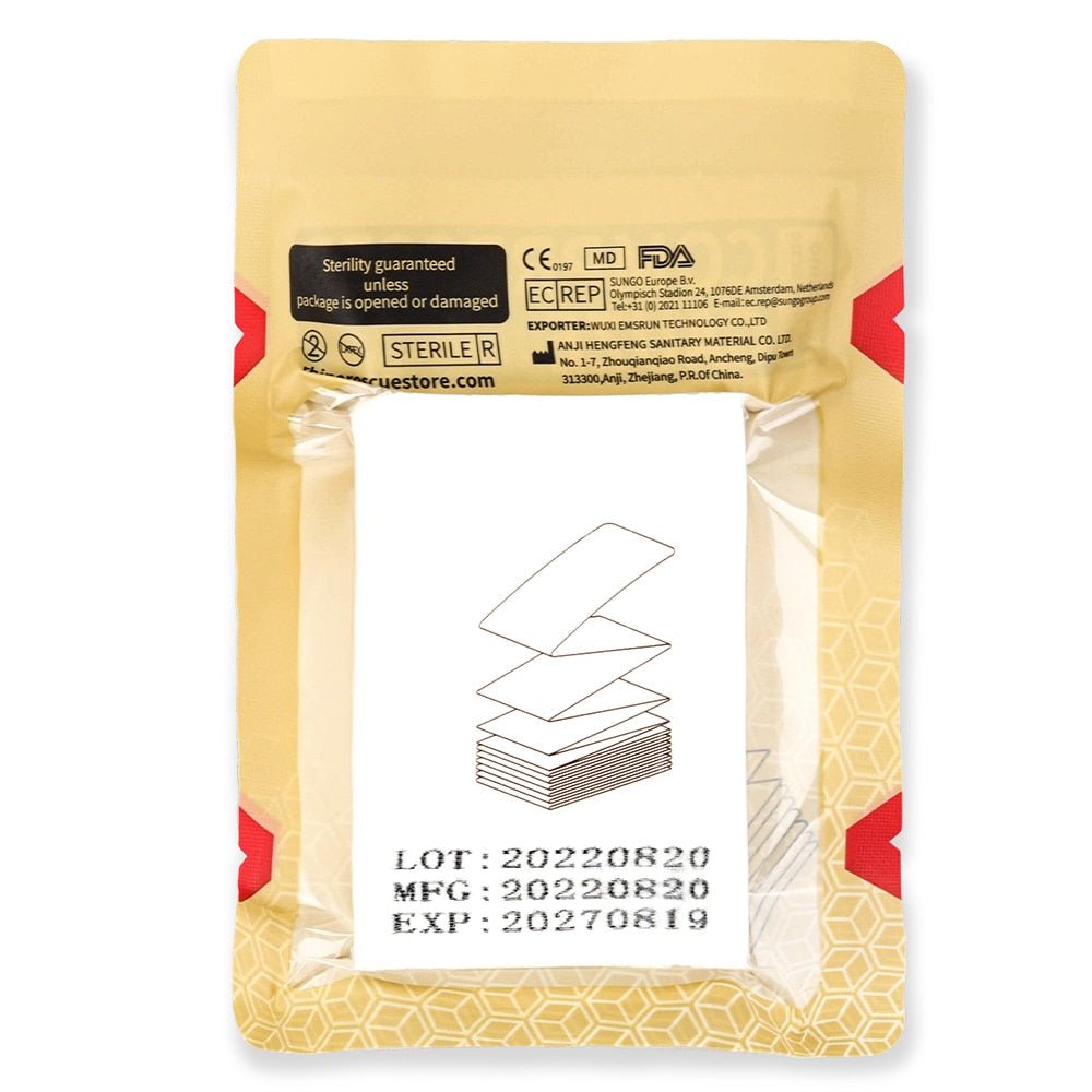 Gaze comprimée stérile / pansement d'urgence "Rhino Rescue - CR-CG01" - | Planète Rando