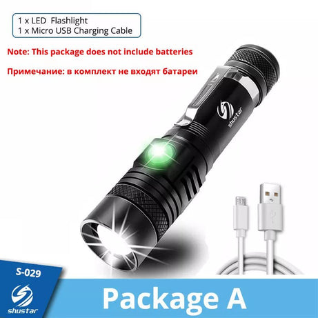 Lampe de poche LED zoomable USB IP65 "Shustar - V6 2000 lumens" - Package A / V6-Brightest | Planète Rando