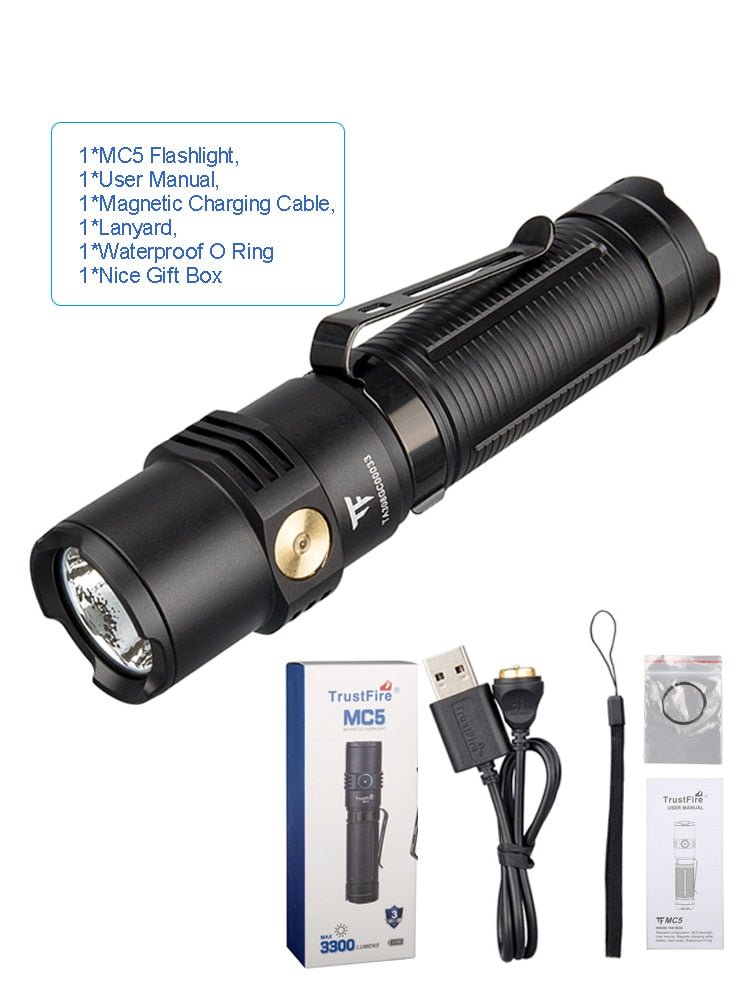 Lampes de poche à LED 3300 Lumens rechargeable USB Trustfire - MC5 ED –  Planète Rando