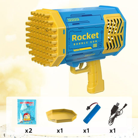 Machine à bulles de savon / fusée à 69 trous pour enfant "Bazooka - Bubble Gun" - Jaune / 69 trous | Planète Rando