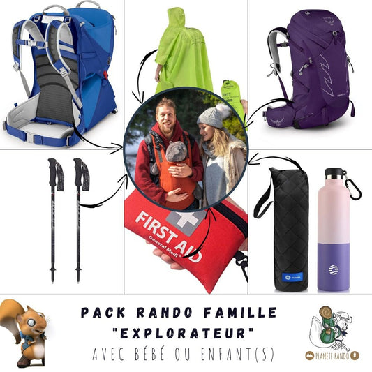 Kit Randonnée Wanderer – 6 Accessoires Outdoor : Boussole, Mousqueton, Carte Survie, Imperméable, Masque Solaire Et Sac