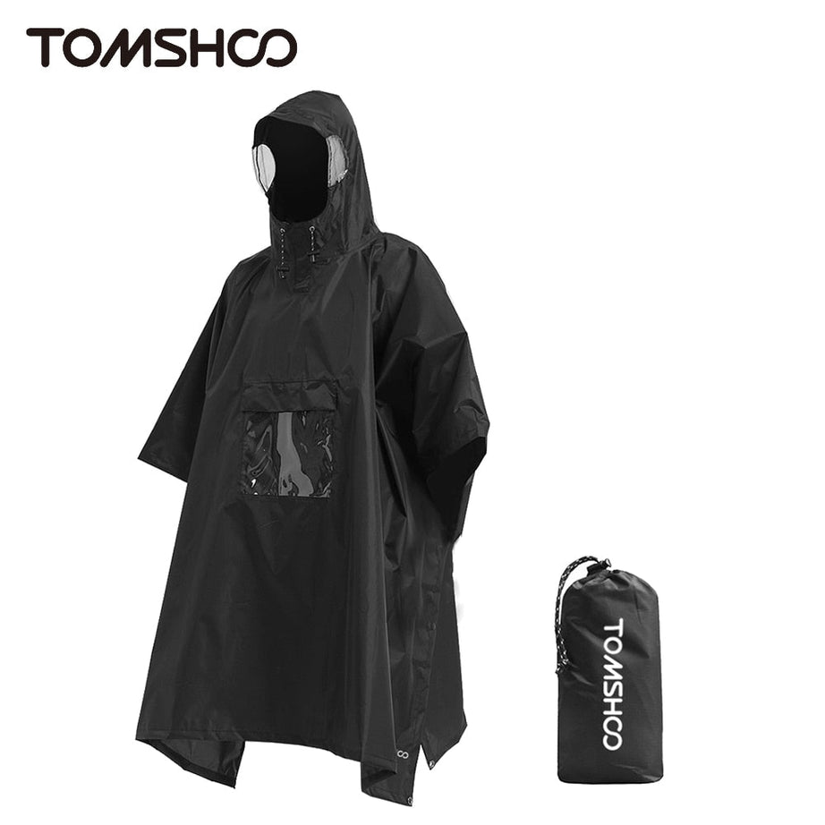 Poncho imperméable léger à capuche avec poche ventrale "Tomshoo - RainUv" - Planète Rando