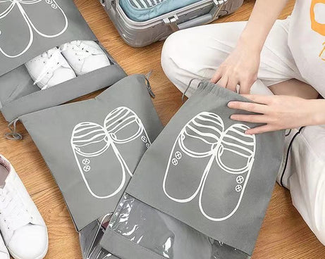 Sacs de rangement non tissé pour chaussures de voyage, pack de 5 "Exquisite life - Shoes Bag" - Planète Rando
