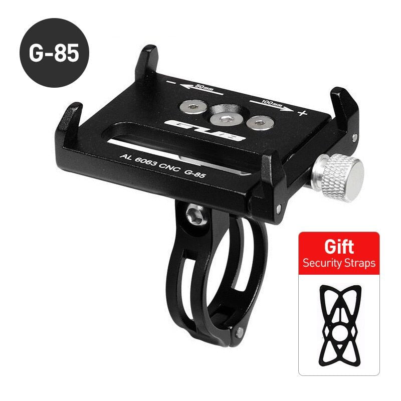 Support téléphone vélo HONEVER GUB noir réglable avec molette et sangles caoutchouc offertes pour guidon outdoor.