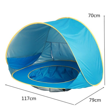 Tente de plage portable & imperméable pour bébé avec protection UV UPF 50+ "Battoom - Baby beach" - Bleu | Planète Rando