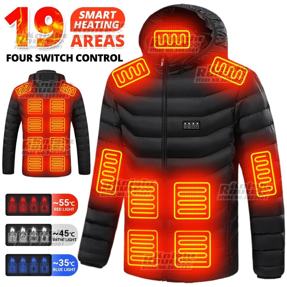 Veste chauffante avec capuche détachable 2-19 zones USB unisexe "Knight Route - All-round heating" - Planète Rando